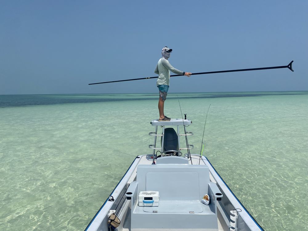 Boat on the flats where we fish