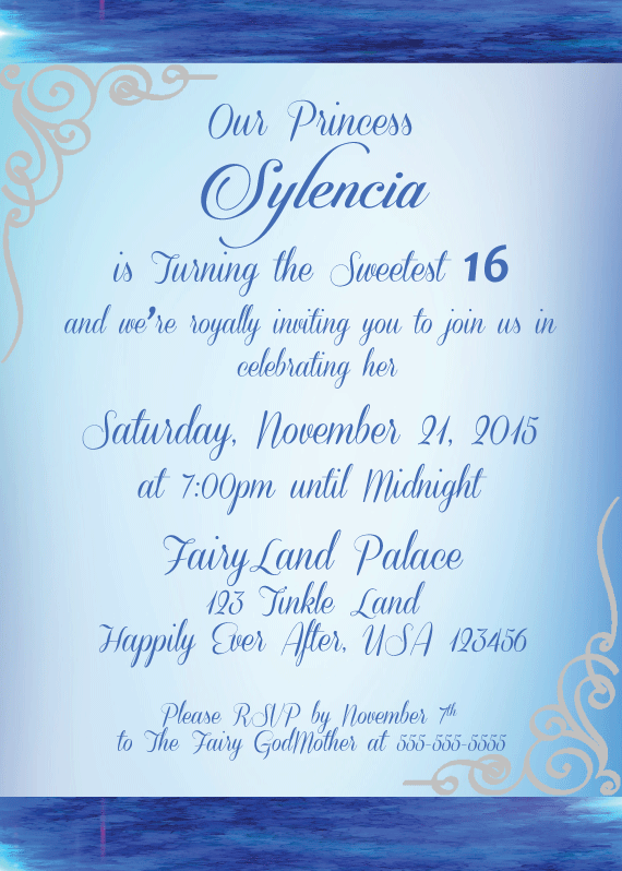 Sweet 16 Invitation (Back)