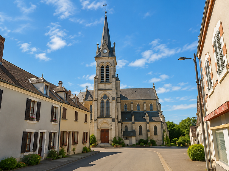 Vue extérieure de l'église de AUTRY-LE-CHATEL (45)