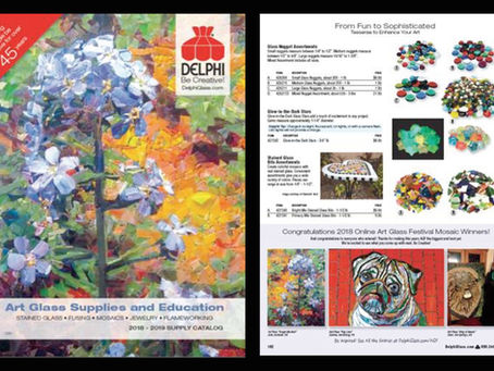 Featured on Cover & Inside Delphi Glass' 2018 Catalog