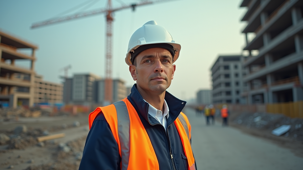 Eye-level view of a safety officer inspecting a construction site