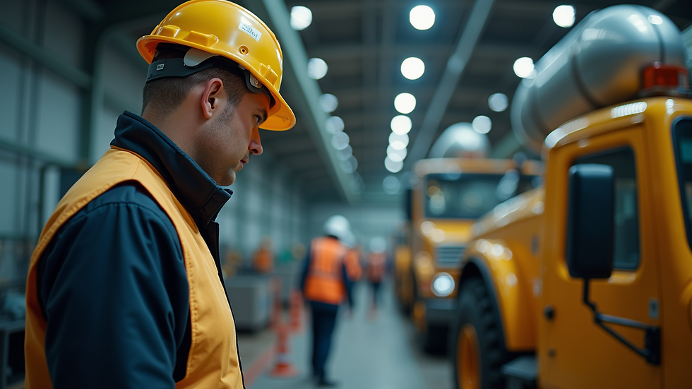 Eye-level view of a safety officer inspecting workplace equipment