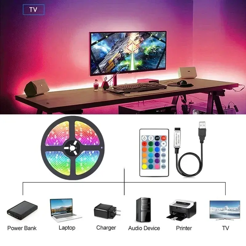 Miniatura: USB LED Strip Lights APP Control Color Changing 5050 RGB Led Light Flexible Lamp