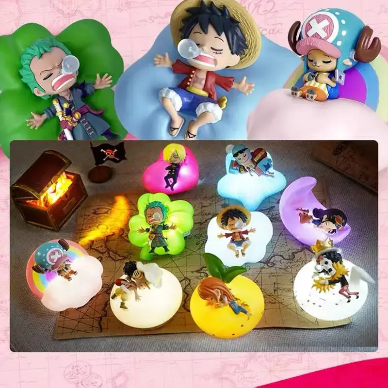 Miniatura: One Piece Luffy Zoro Nami Sanji Night Light Anime Figure Lamp Soft Light Bedroom