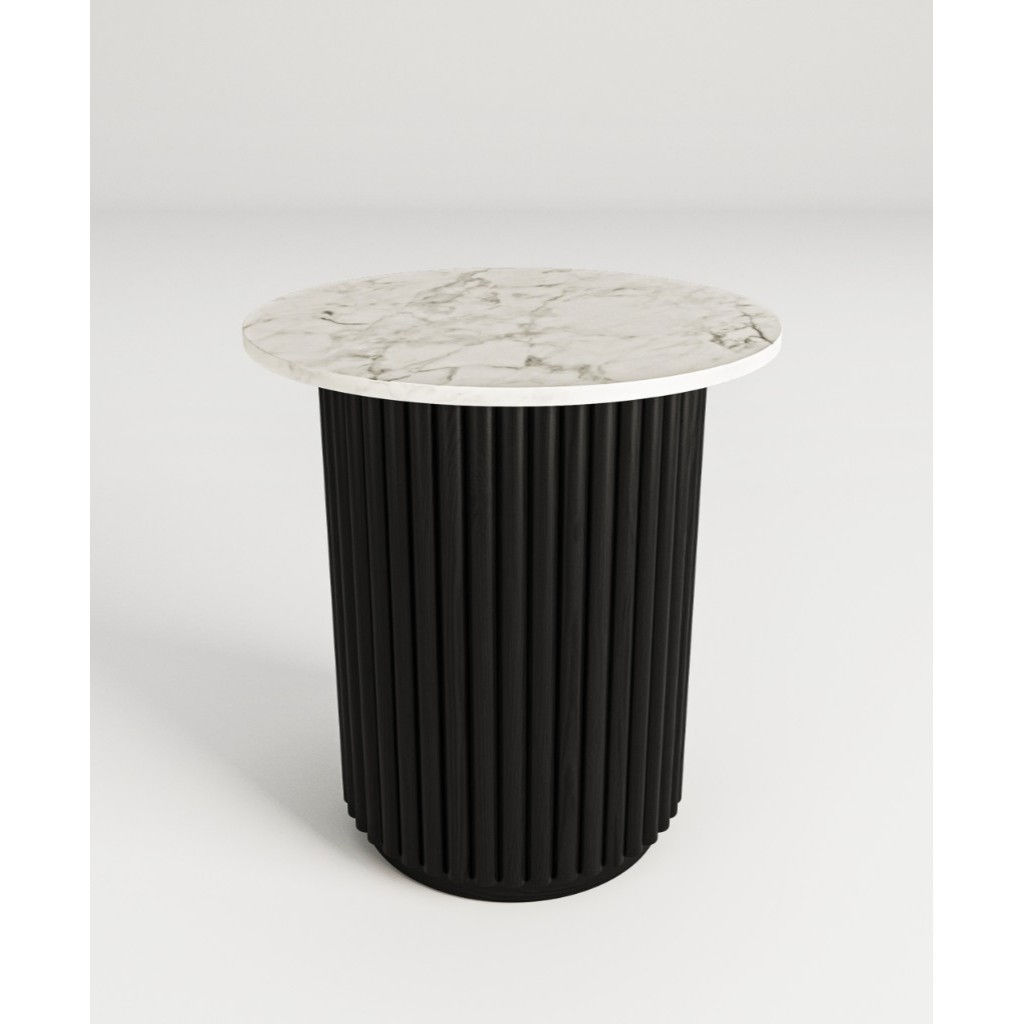 NILE MARBLE LAMP TABLE-BLACK/WHT TOP