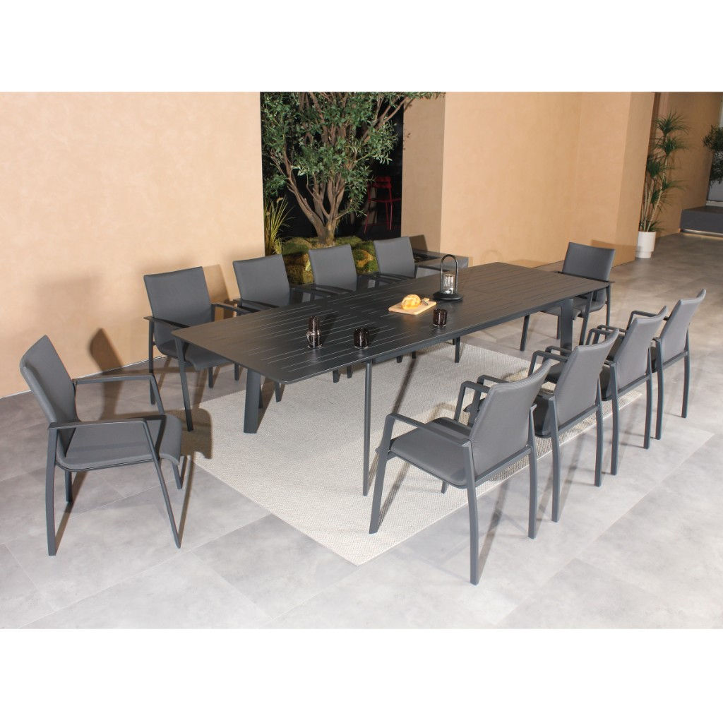 RAPA REC EXTENSION TABLE DINING SET-D.GRY KIT
