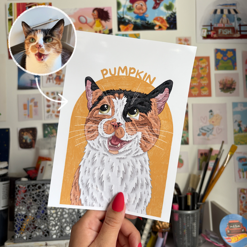 Personalised Illustration Pet Portrait Colourful Print | Skittlesketch