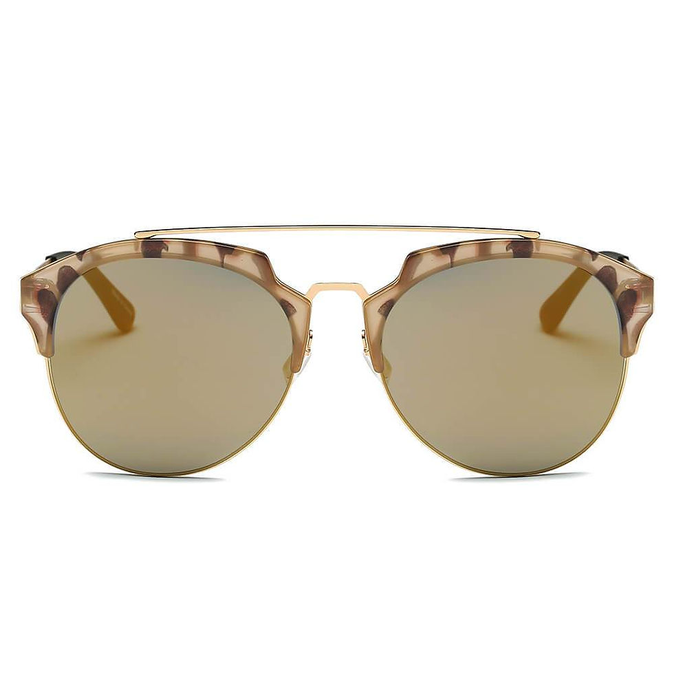 Thumbnail: COROLLA | Half Frame Mirrored Lens Horned Rim Sunglasses Circle