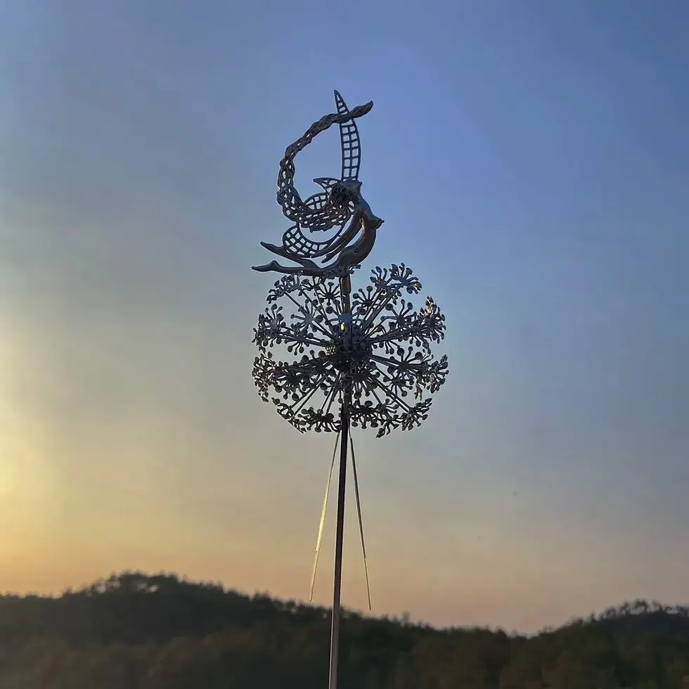 Thumbnail: Fairies Angel With Dandelions Flowers Dance Figurines Inserted Soil Metal Craft