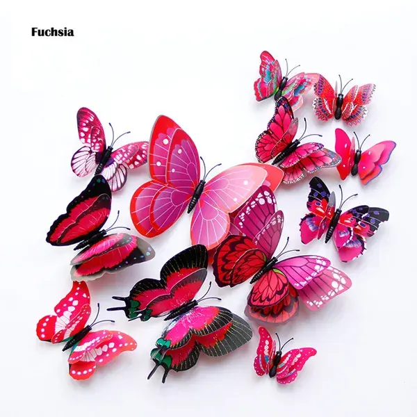 Thumbnail: 12Pcs Double Layer 3D Butterfly Wall Stickers