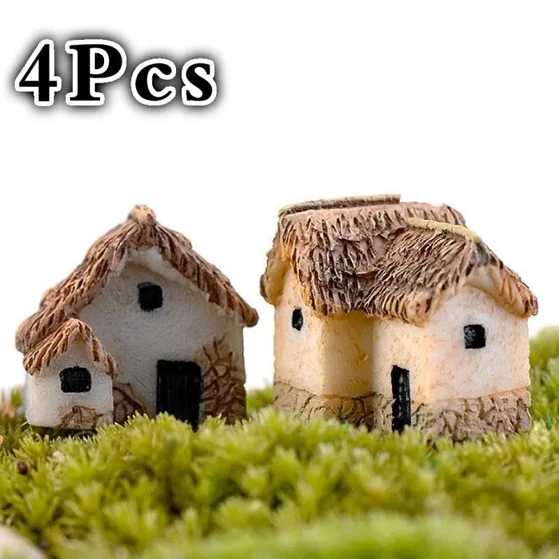 Thumbnail: 4Pcs House Miniature Figurine Fairy Garden Accessory Home Decoration