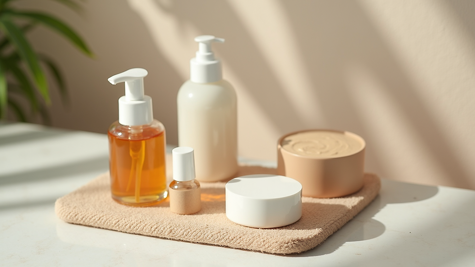 High angle view of a neat personal care kit with affordable essentials