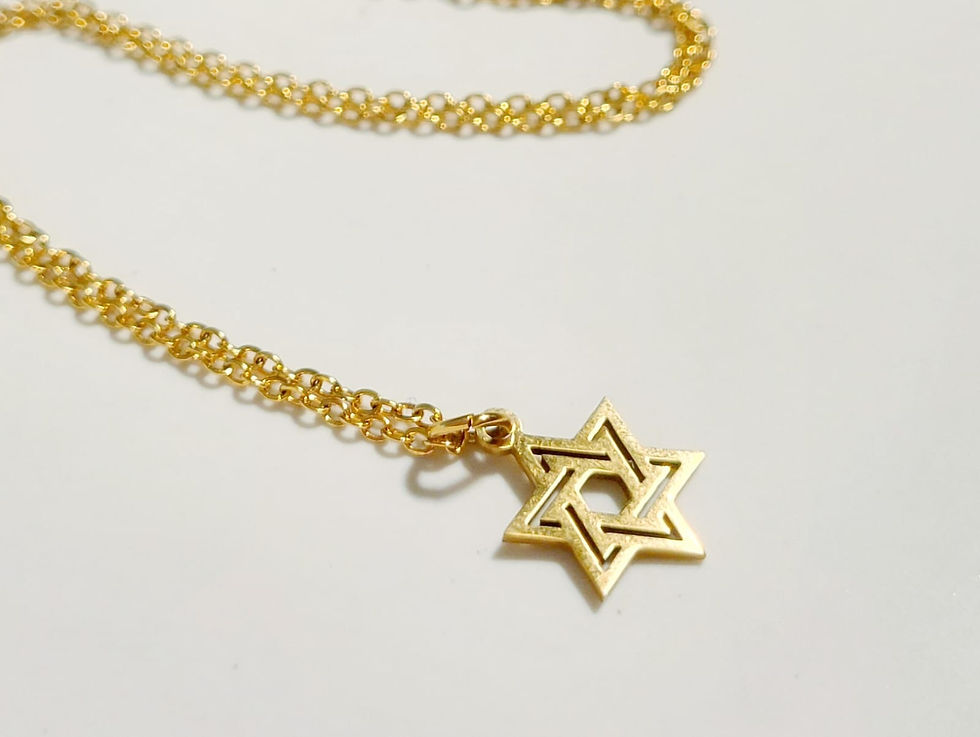 Thumbnail: Stainless steel  Gold Star of David 16" necklace