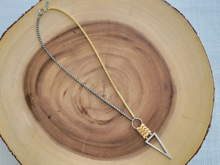 Thumbnail: Short Gold & Silver Plated Arrow Necklace