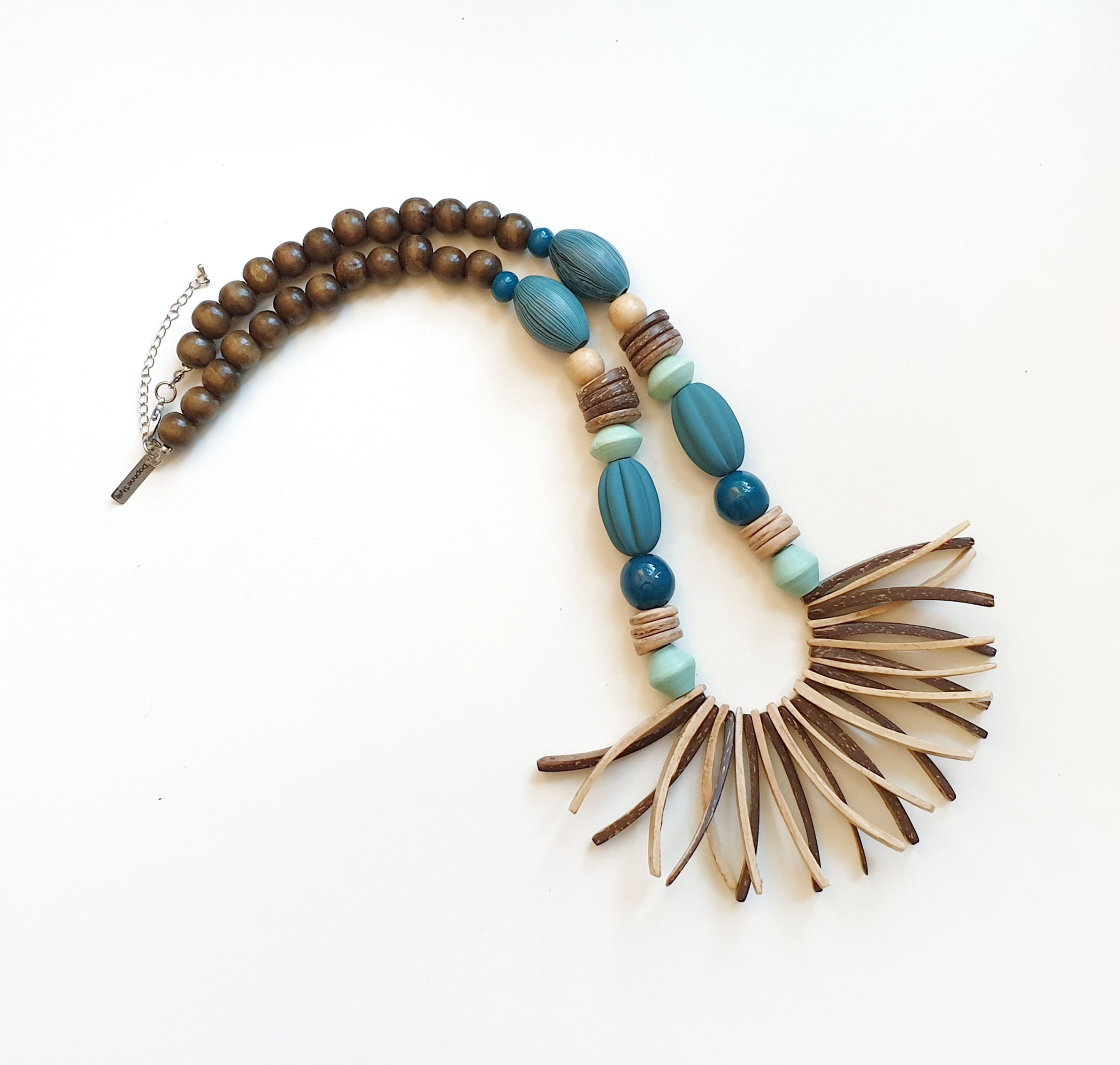 Ocean blue and Mahogany Handmade Necklace