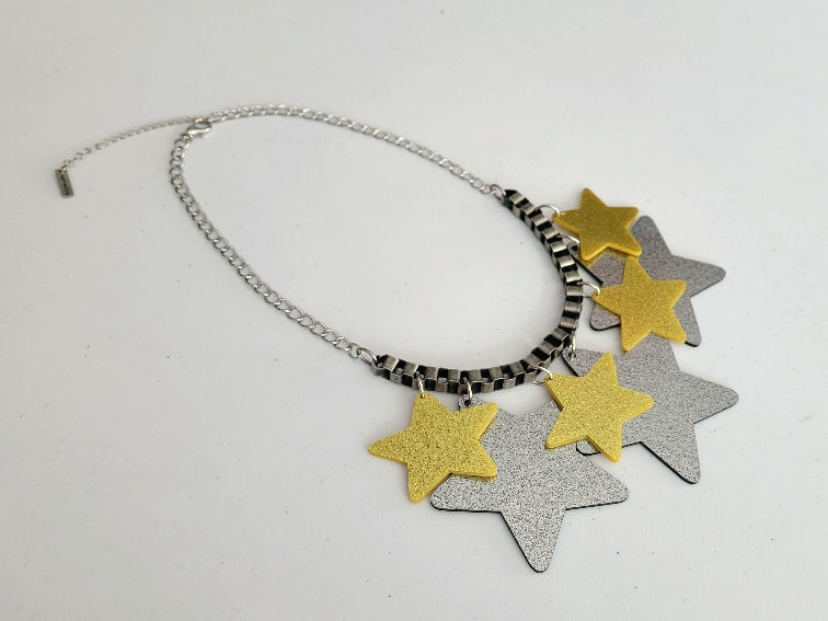 Thumbnail: Gold & Silver Glitters 7 Stars Handmade Necklace