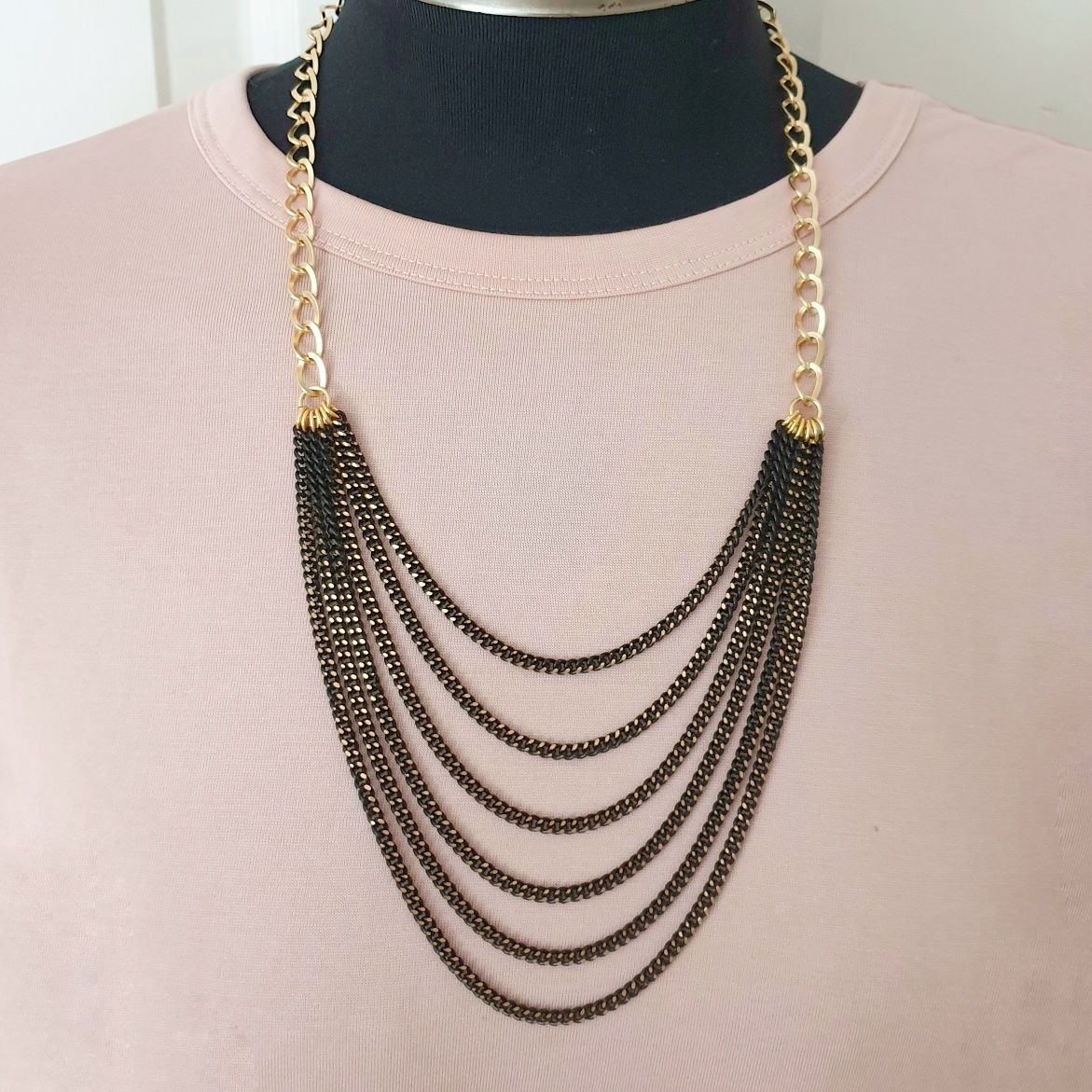 Gold & Black Layers Necklace