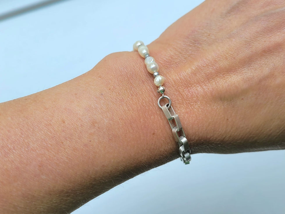 Thumbnail: Rice Pearls and Silver Bracelet