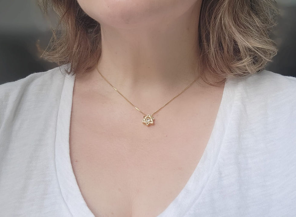 Thumbnail: Jewish Jewelry:  3D Star of David 18K Gold Plated Necklace