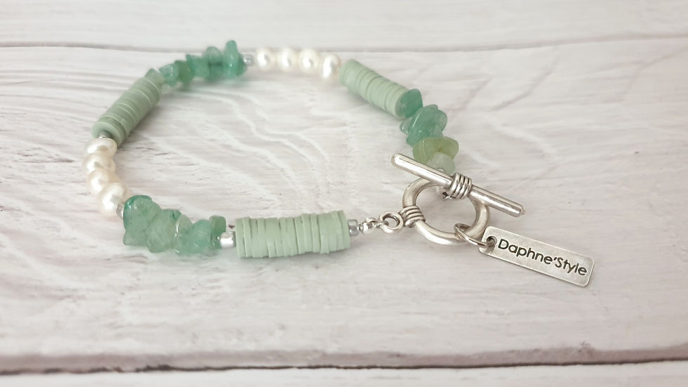 Pearl, Aventurine & Silicone Handmade Bracelet