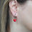Thumbnail: Stainless Steel Silver Red Heart Hoops Handmade Earrings