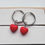 Thumbnail: Stainless Steel Silver Red Heart Hoops Handmade Earrings