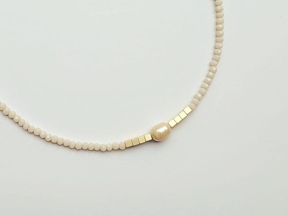 Thumbnail: Nude Crystals Freshwater Pearl Hematite Handmade Necklace