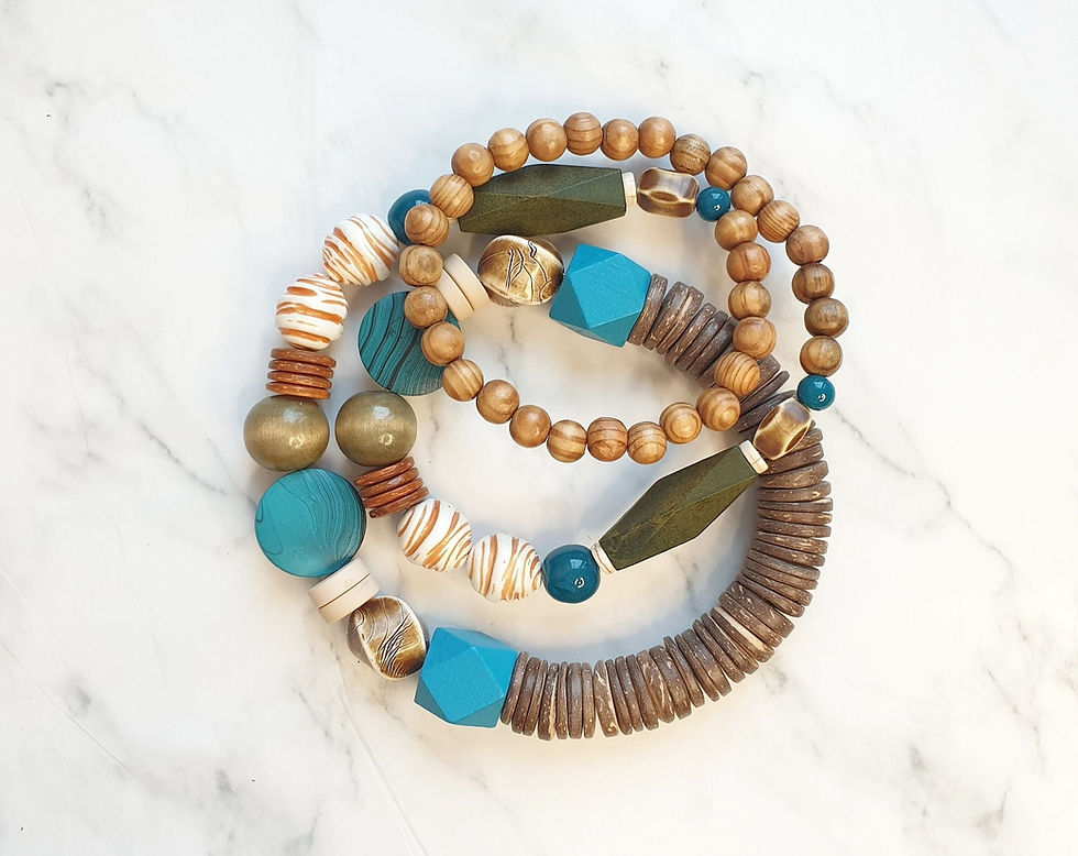 Thumbnail: Wood Turquoise Handmade Necklace