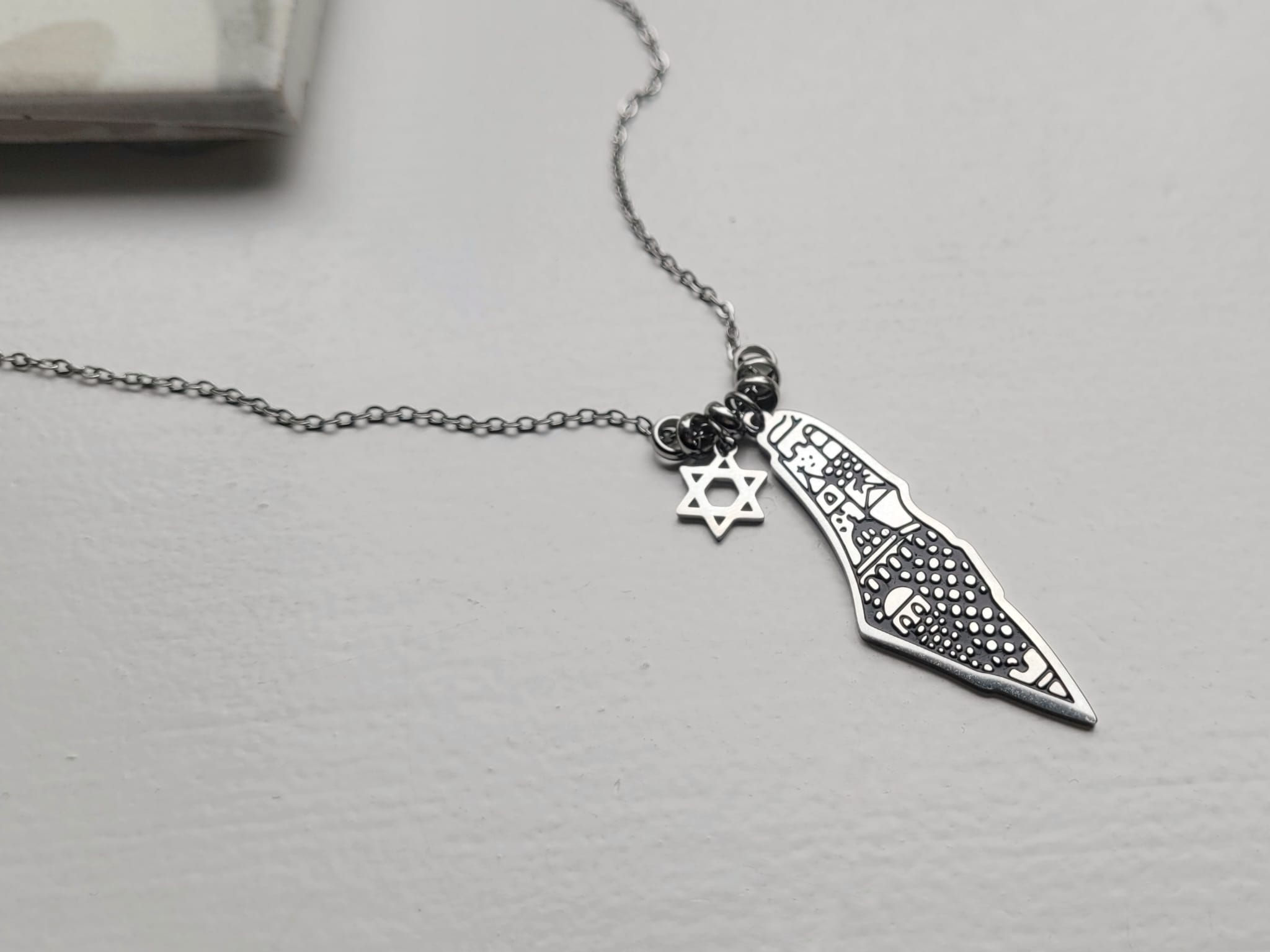 Jewish Jewelry Jerusalem Old City Israel Map Handmade Necklace