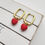 Thumbnail: 18k Gold Plated Red Heart Rectangle Handmade Earrings