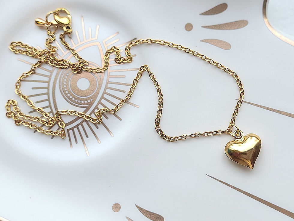 Gold 3D Heart Stainless Steel Delicate Necklace