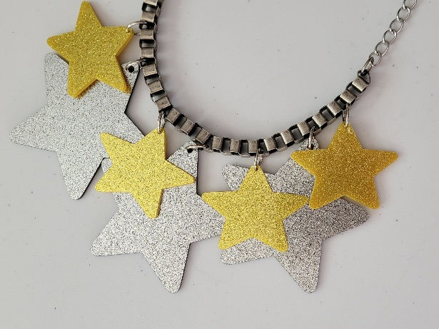 Thumbnail: Gold & Silver Glitters 7 Stars Handmade Necklace