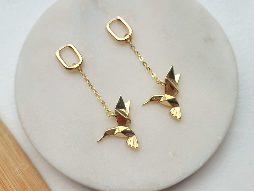 Thumbnail: Hummingbird Gold Plated Handmade Earrings