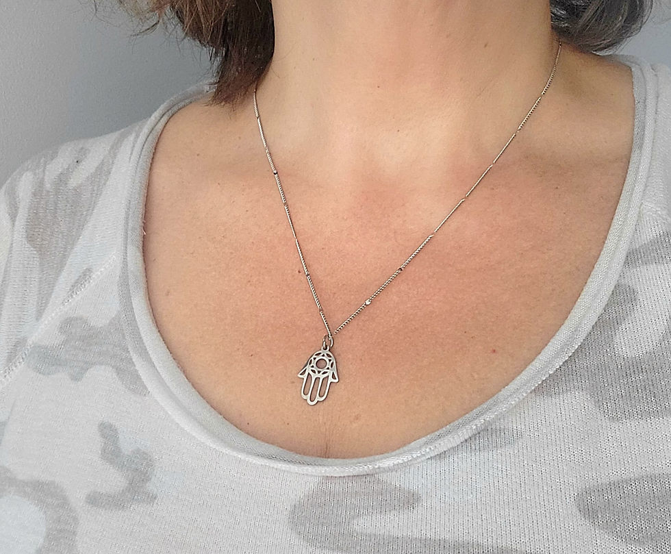 Thumbnail: Hamsa & Star of David Stainless Steel Necklace