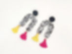 U Shape Zebra Yellow/Fuchsia Tassel Handmade Earrings