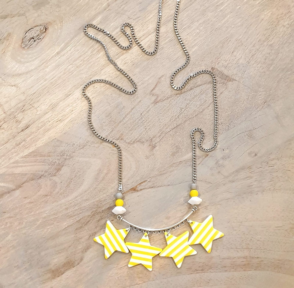 Thumbnail: 4 Stars Yellow & White Handmade Necklace