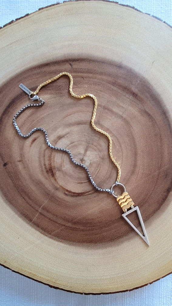 Thumbnail: Short Gold & Silver Plated Arrow Necklace
