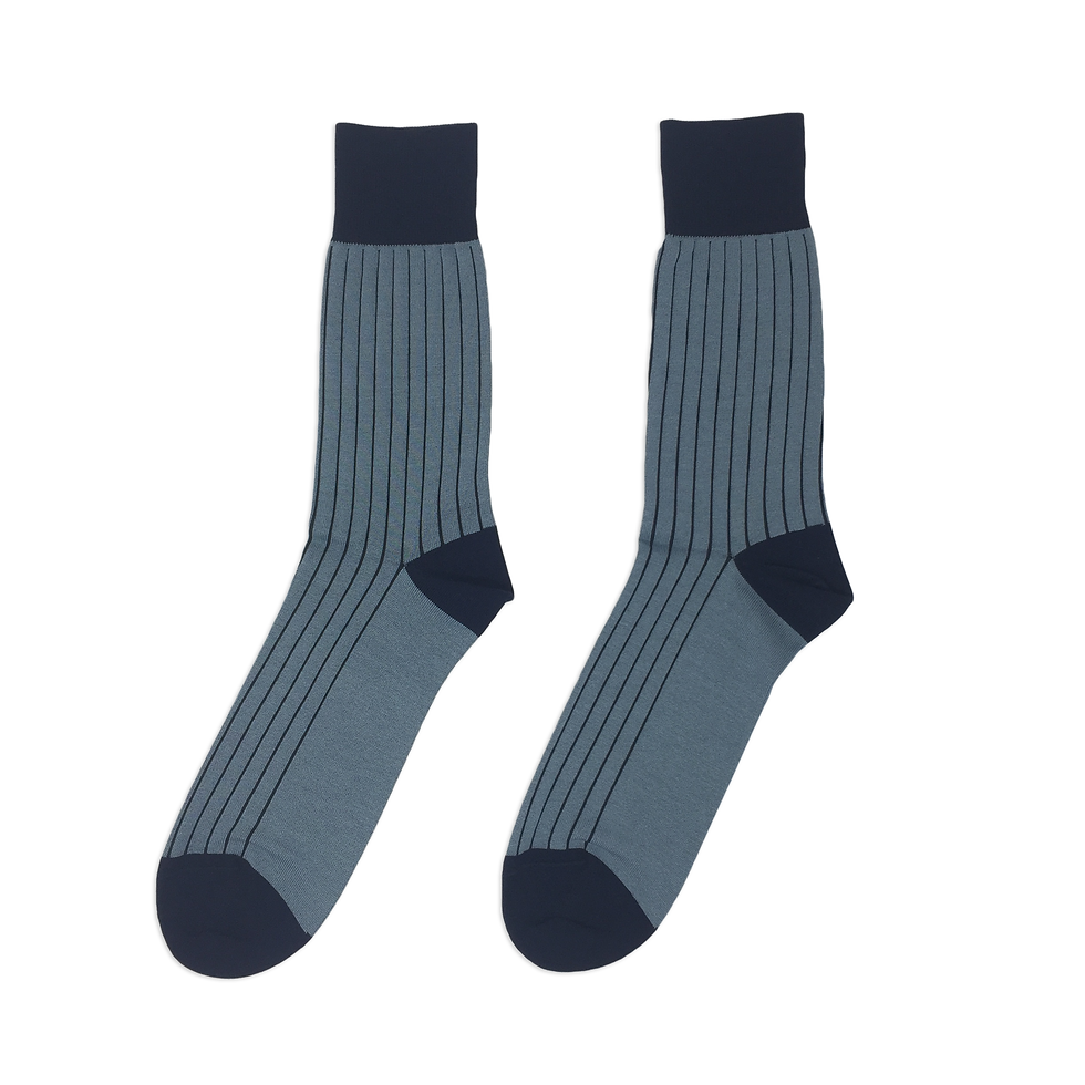 Thumbnail: 100 pairs of Men Rib Socks-Simple Blue