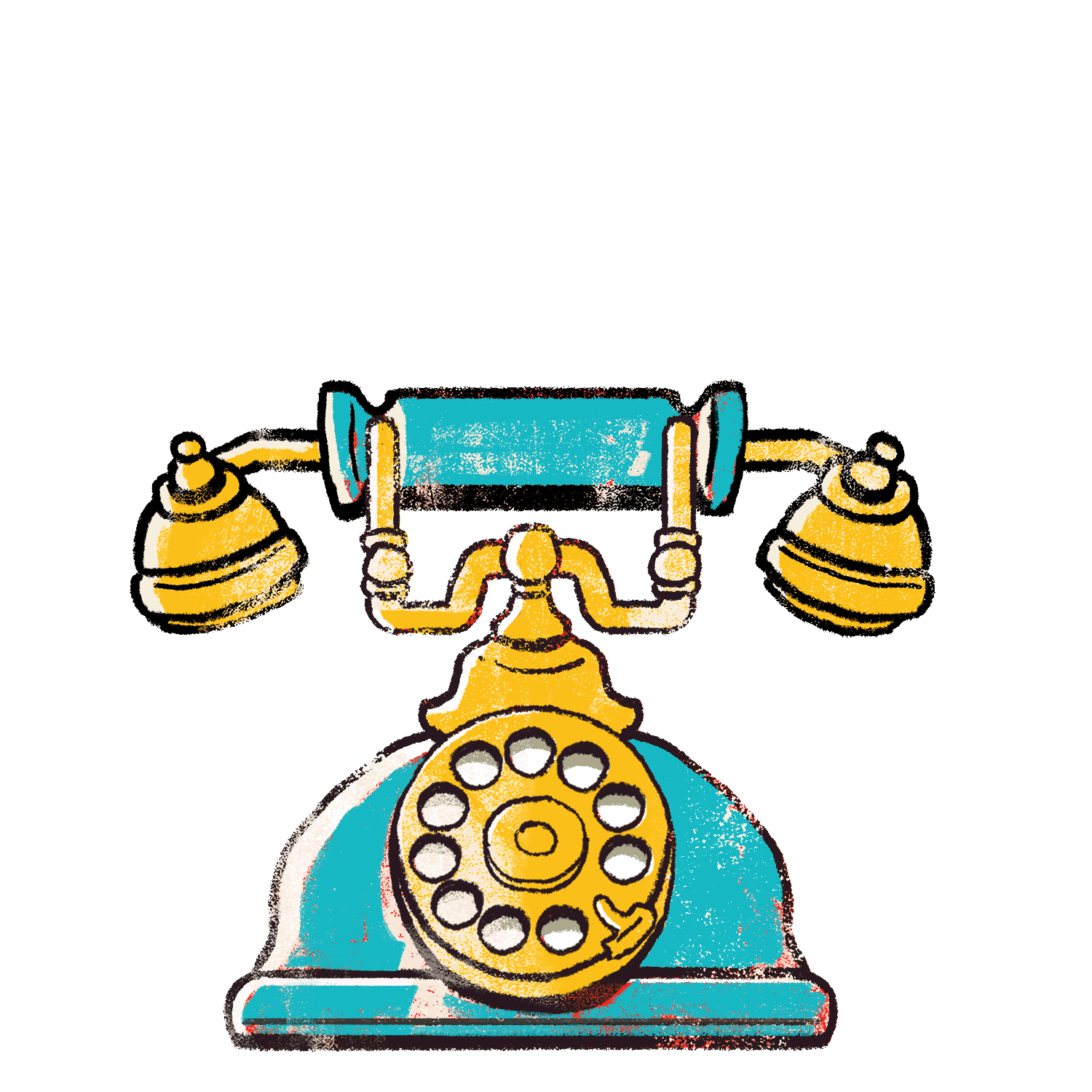 Blue ringing telephone