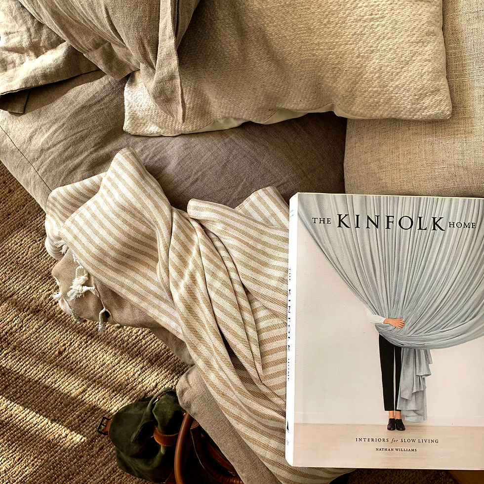 Thumbnail: Fethiye Striped Throw Blanket - Beige