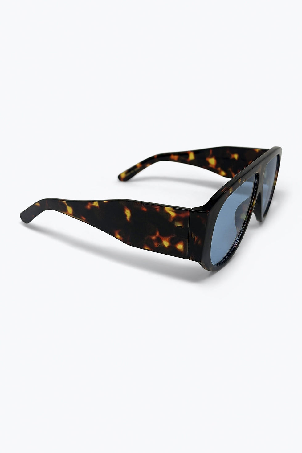 Thumbnail: Tortoise Frame Aviator Sunglasses With Blue Lenses