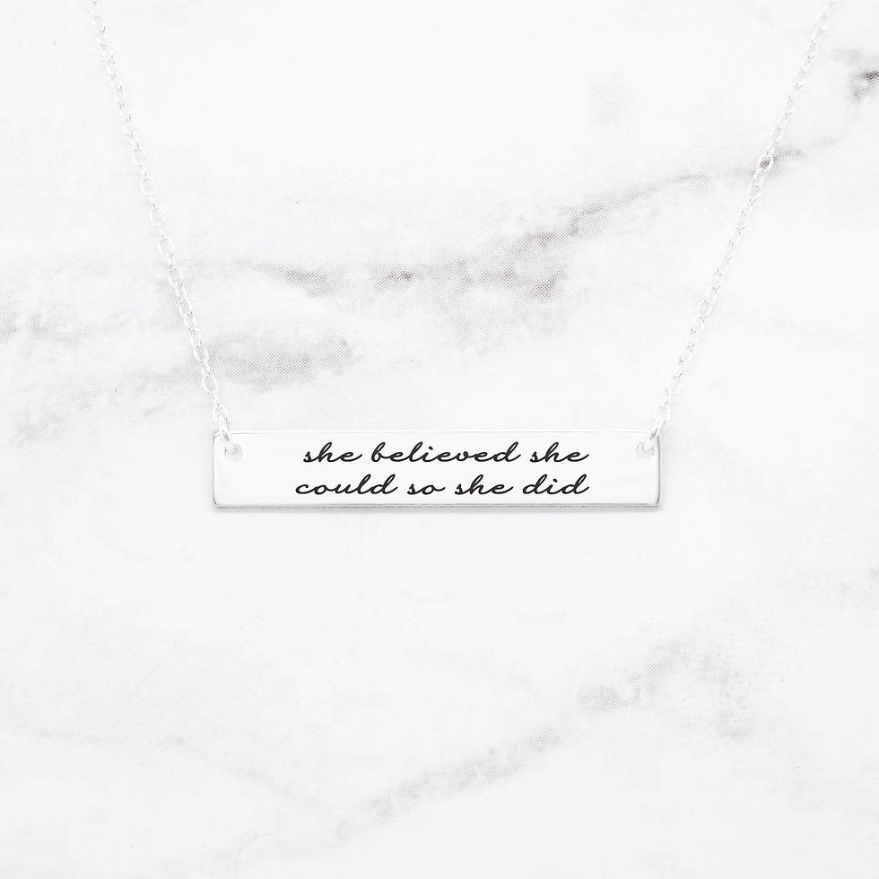 Thumbnail: She Believed She Could So She Did - Rose Gold Quote Bar Necklace