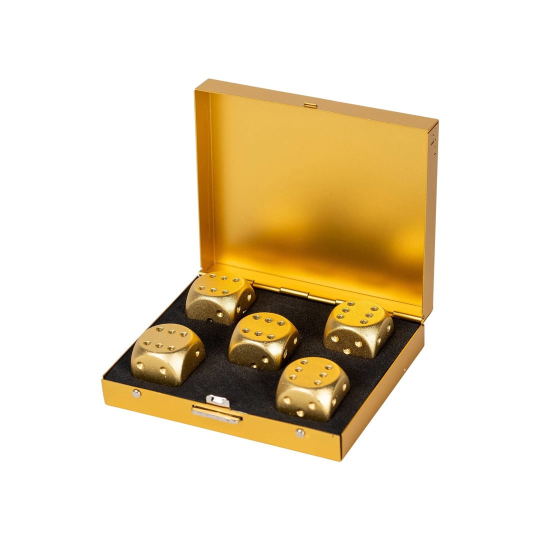 Men's Brushed Stainless Dice Set | Steel Dice Game: Gold