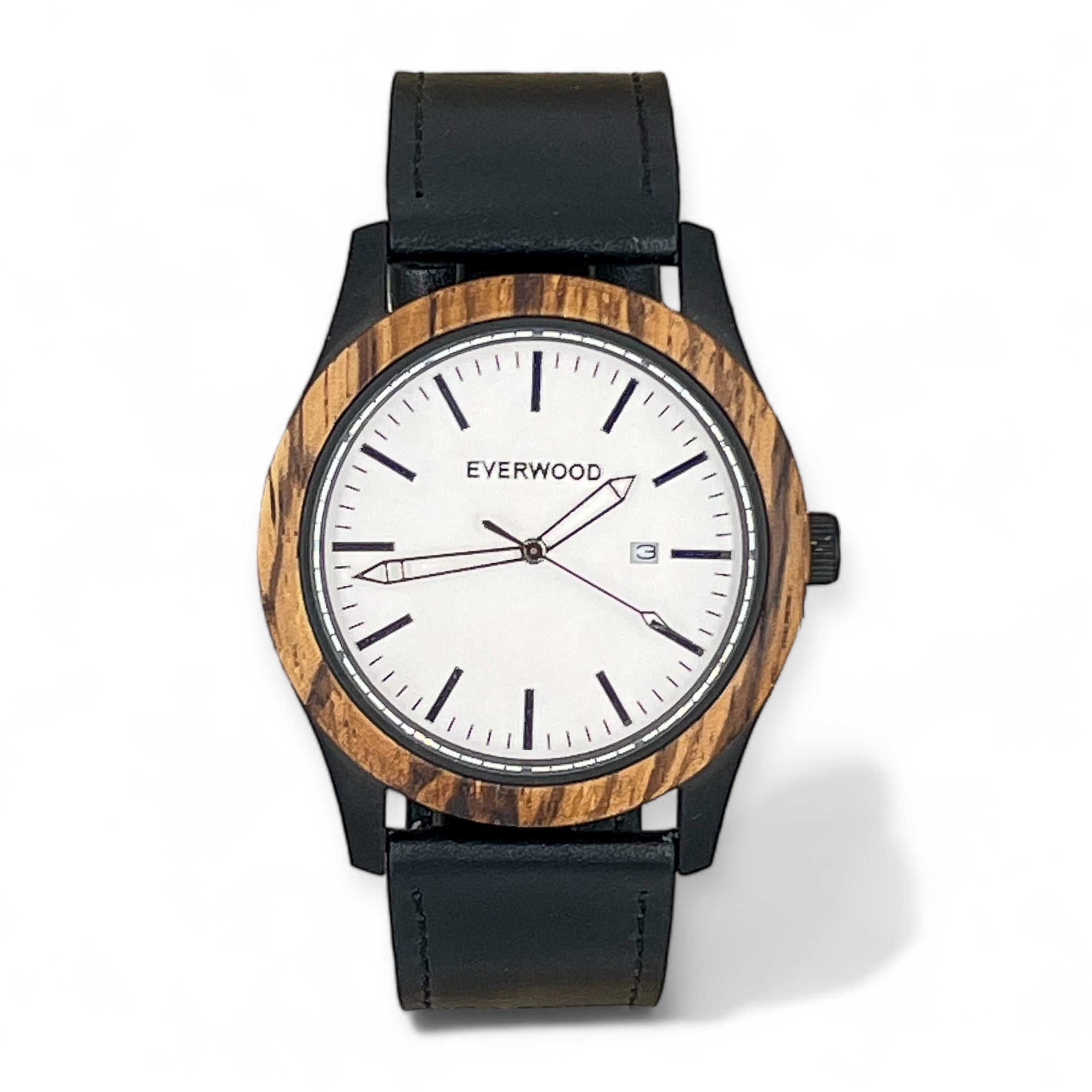 Inverness Zebrawood and White Leather Watch — image 1