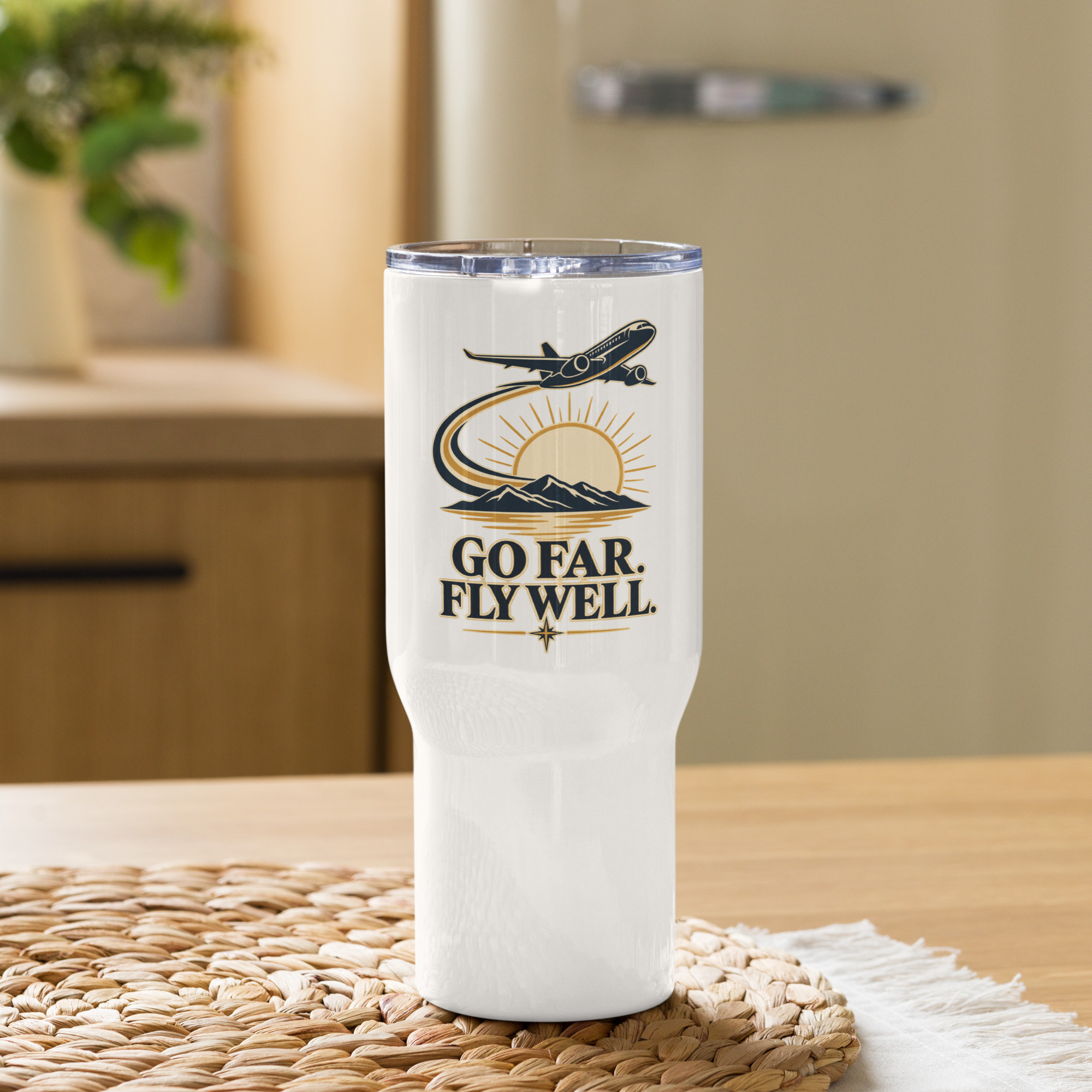 Go Far Fly Well Travel mug with a handle — image 1