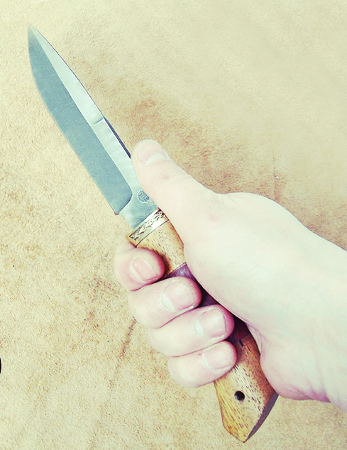 Миниатюра: Нож "Универсал" дамаск с литьем из латуни