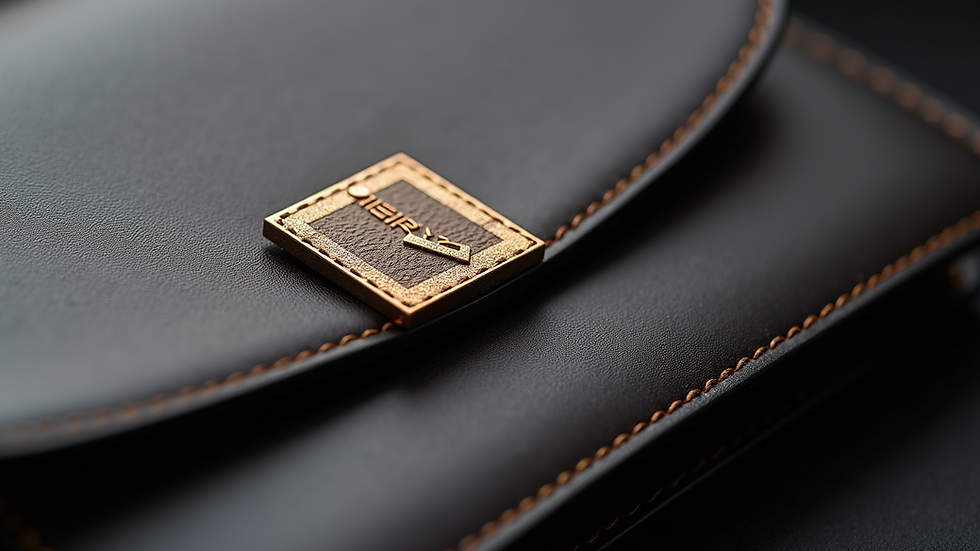 Close-up view of a luxury handbag with a unique nano-structured identifier