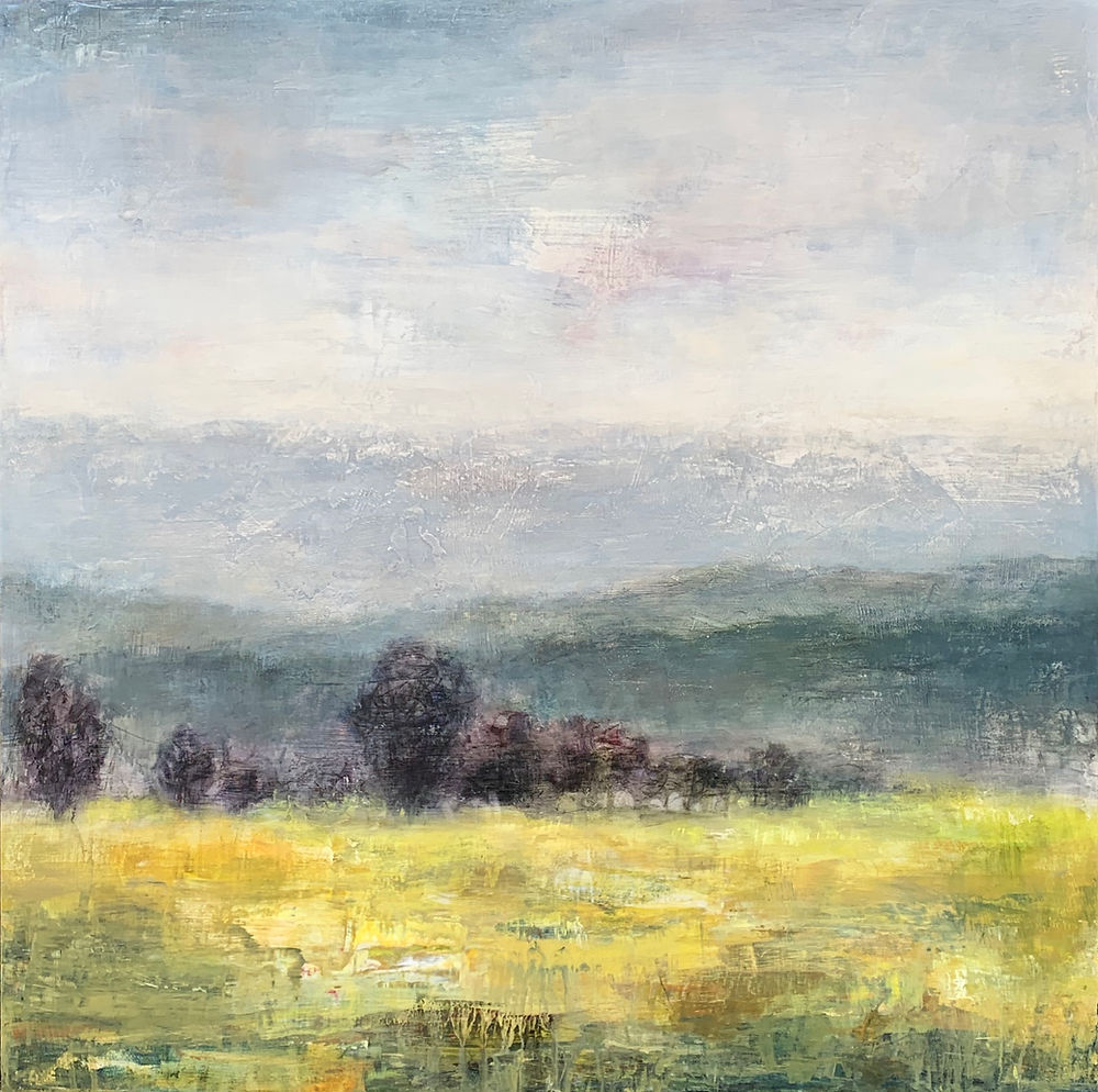 Atmospheric original contemporary acrylic painting of landscape by Tracey Lane Atlanta artist