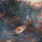 Atmospheric original contemporary acrylic painting of bird by Tracey Lane Atlanta artist