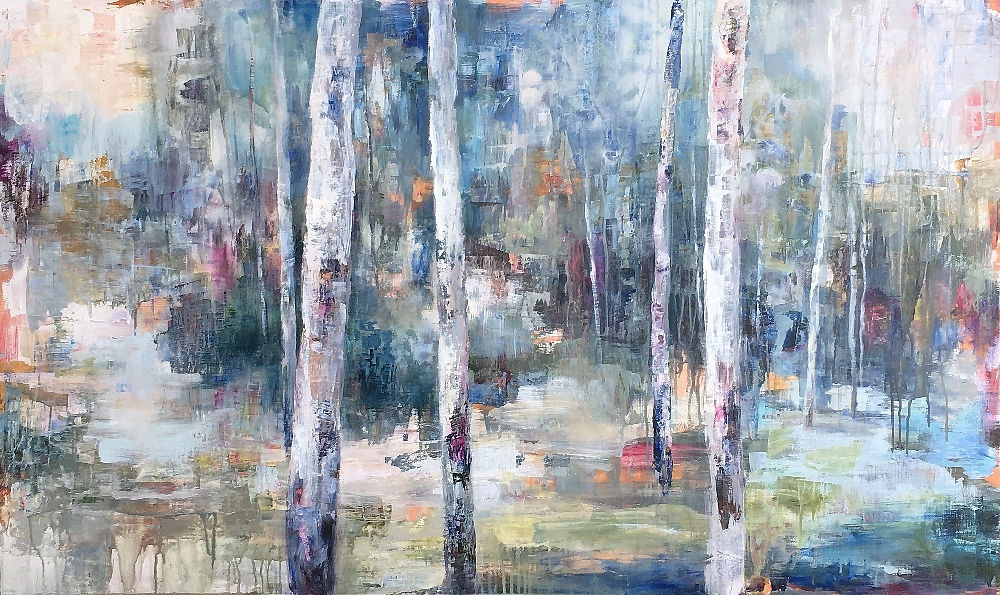 Birch Forest contemporary landscape painting by Tracey Lane Atlanta, Georgia